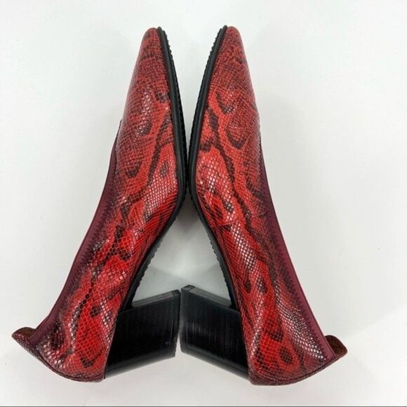 Hispanitas Selene Pointed Toe Leather Pumps Red Snake Size 40 9 US - Picture 10 of 16